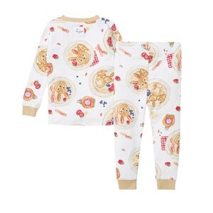 Kid’s Burt's Bees Pajama Set 8Y White Brown Bunny Rabbit Pancake Cotton Easter